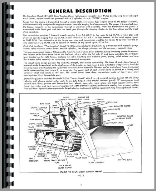 Operators Manual for Allis Chalmers HD16GC Crawler Sample Page From Manual