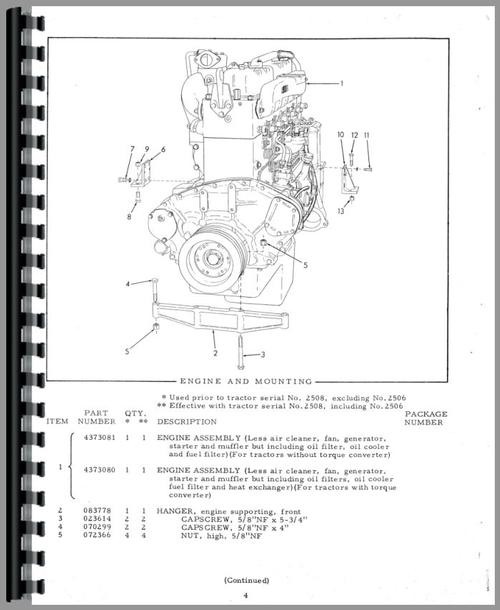 Parts Manual for Allis Chalmers HD16GC Crawler Sample Page From Manual
