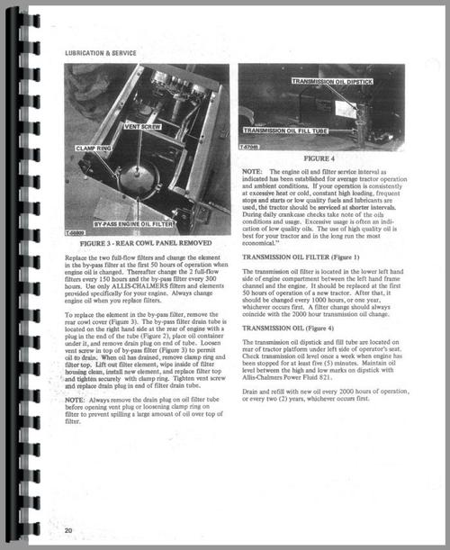 Operators Manual for Allis Chalmers 7050 Tractor Sample Page From Manual