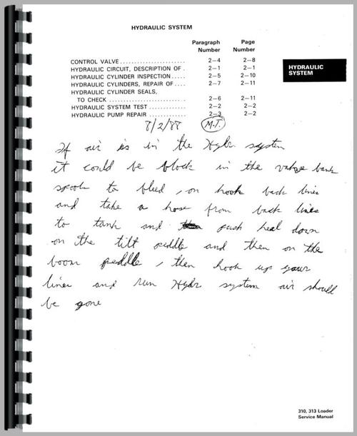 Service Manual for Bobcat 310 Skid Steer Loader Sample Page From Manual