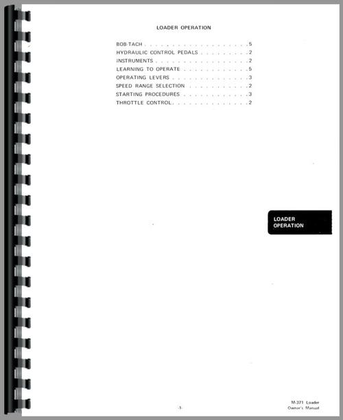 Operators Manual for Bobcat 371 Skid Steer Loader Sample Page From Manual