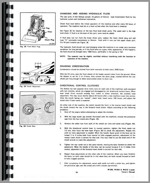 Operators Manual for Bobcat 500 Skid Steer Loader Sample Page From Manual