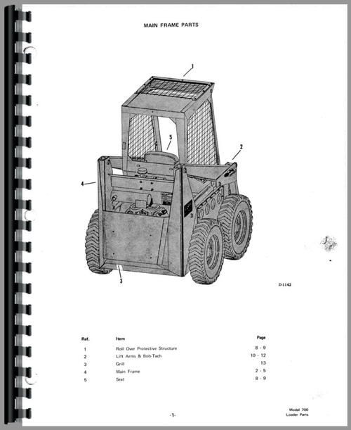 Parts Manual for Bobcat 700 Skid Steer Loader Sample Page From Manual