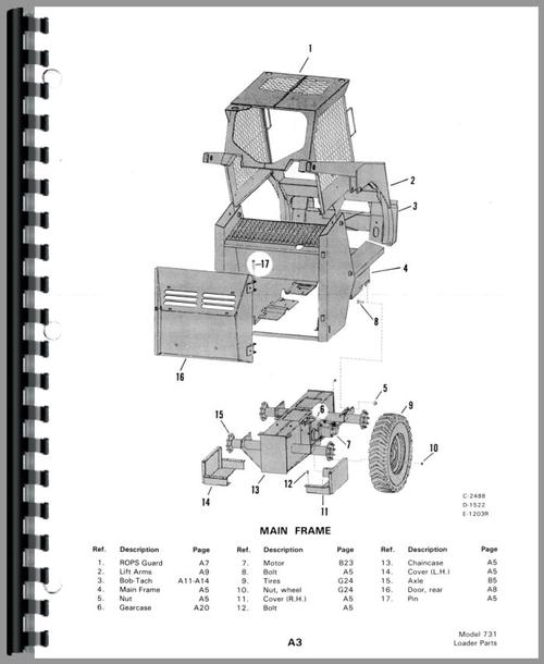 Parts Manual for Bobcat 731 Skid Steer Loader Sample Page From Manual