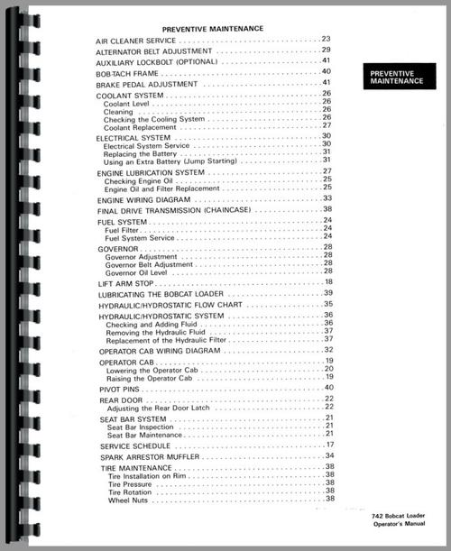Operators Manual for Bobcat 742 Skid Steer Loader Sample Page From Manual