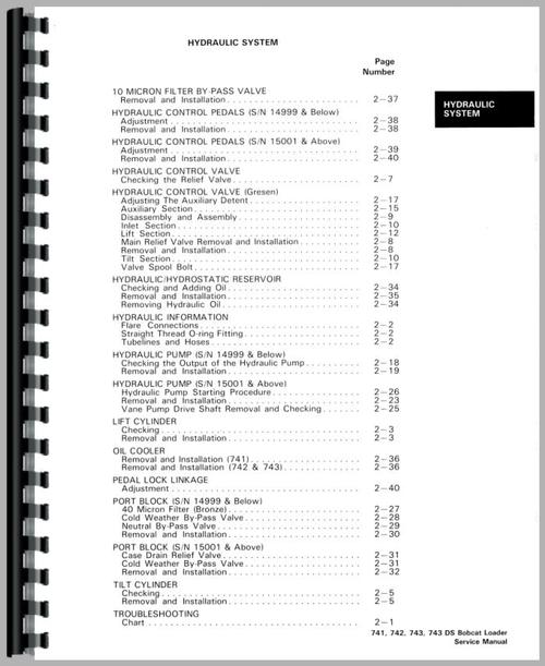 Bobcat 743 Skid Steer Loader Service Manual