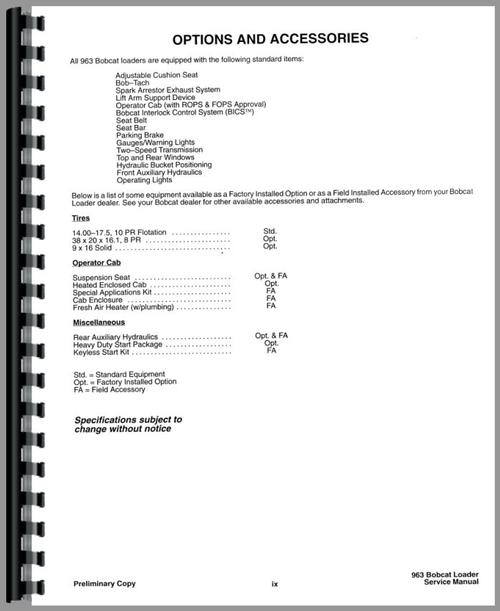 Service Manual for Bobcat 963 Skid Steer Loader Sample Page From Manual