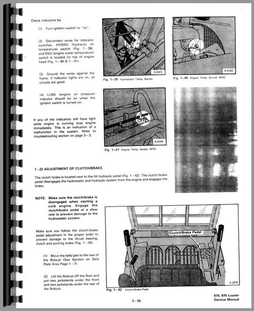 Service Manual for Bobcat 974 Skid Steer Loader Sample Page From Manual