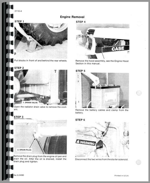 Service Manual for Case 1594 Tractor Sample Page From Manual