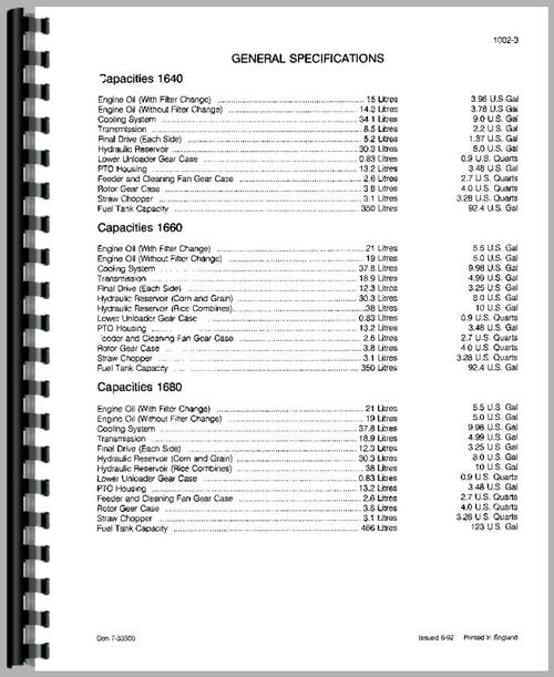 Service Manual for Case 1620 Combine Sample Page From Manual