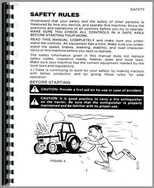 Operators Manual for Case 1690 Tractor Sample Page From Manual