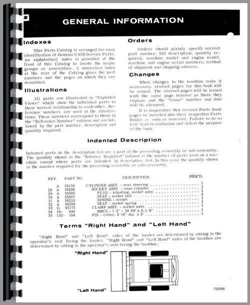 Parts Manual for Case 1700 Uniloader Sample Page From Manual