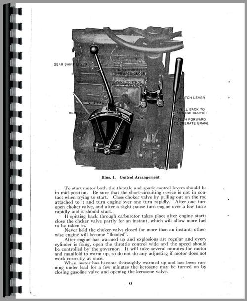 Operators Manual for Case 10-18 Tractor Sample Page From Manual