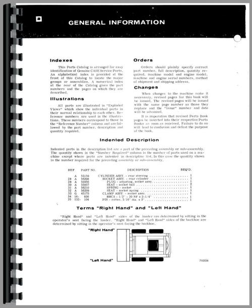 Parts Manual for Case 1816 Uniloader Sample Page From Manual