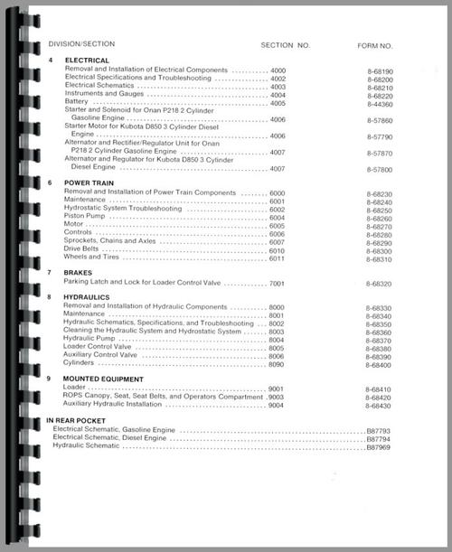 Service Manual for Case 1818 Uniloader Sample Page From Manual