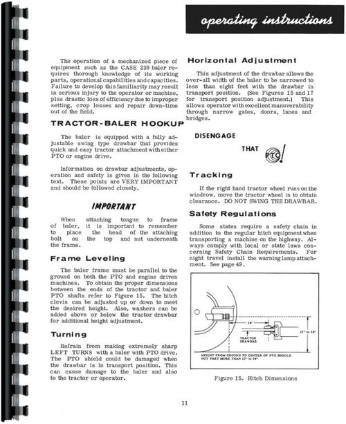 Operators Manual for Case 230 Baler Sample Page From Manual