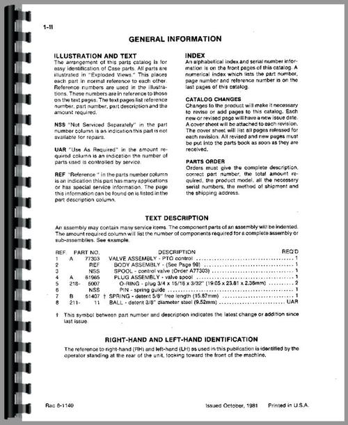 Parts Manual for Case 2390 Tractor Sample Page From Manual