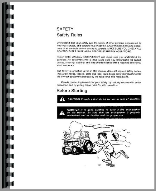 Operators Manual for Case 2390 Tractor Sample Page From Manual