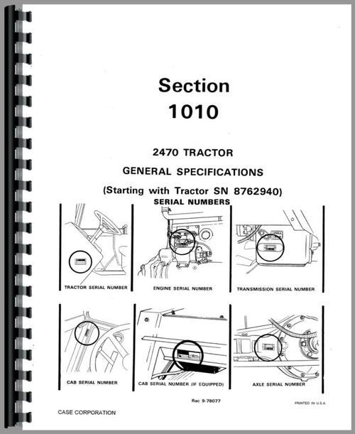Service Manual for Case 2470 Tractor Sample Page From Manual