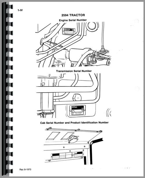 Parts Manual for Case 2594 Tractor Sample Page From Manual