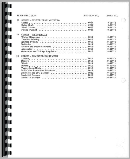 Service Manual for Case 26 Backhoe Attachment Sample Page From Manual