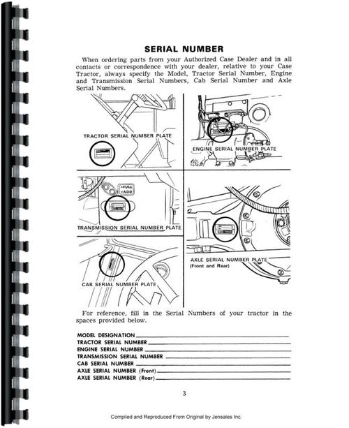 Operators Manual for Case 2670 Tractor Sample Page From Manual