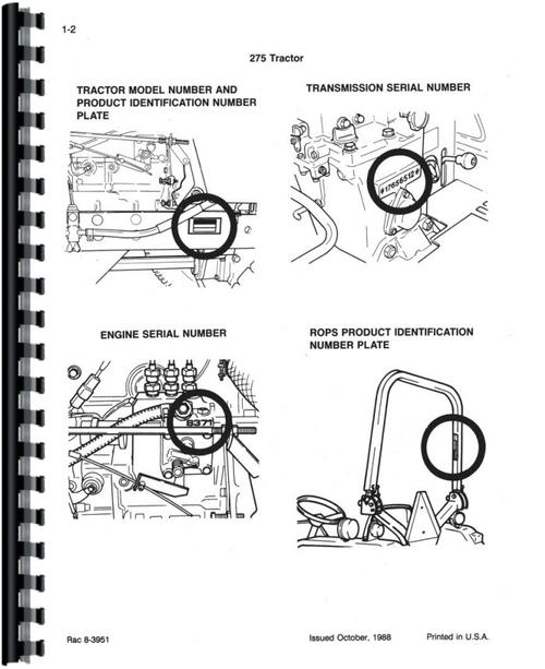Parts Manual for Case 275 Tractor Sample Page From Manual