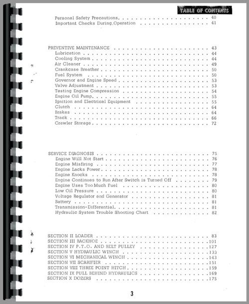 Operators Manual for Case 310 Crawler Sample Page From Manual
