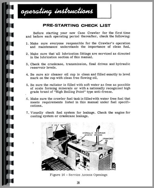Operators Manual for Case 310G Crawler Sample Page From Manual