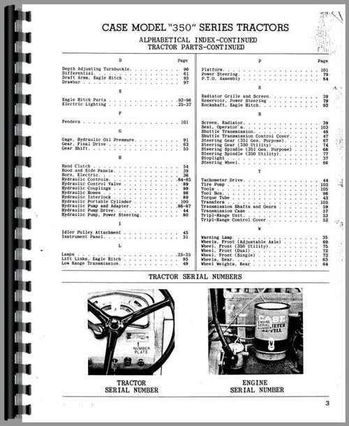 Parts Manual for Case 350 Tractor Sample Page From Manual