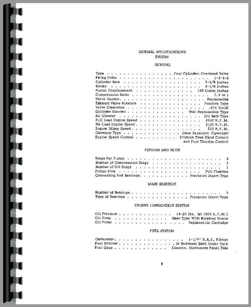Operators Manual for Case 420B Industrial Tractor Sample Page From Manual