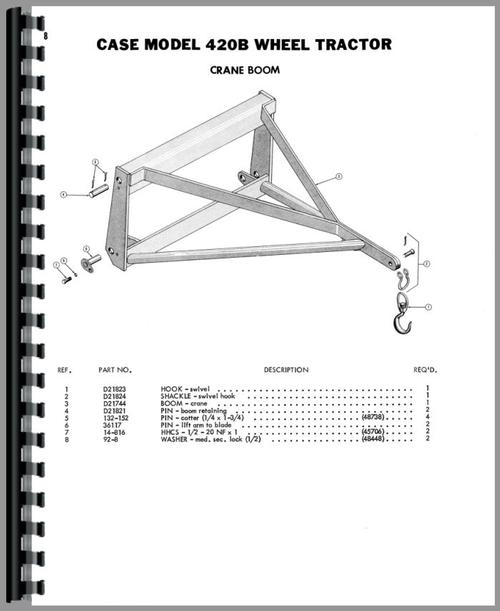 Parts Manual for Case 420B Backhoe & Loader Attachment Sample Page From Manual