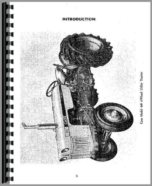 Operators Manual for Case 441 Tractor Sample Page From Manual