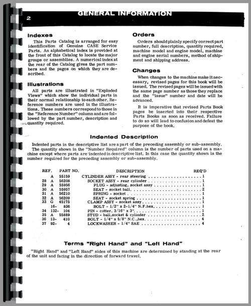 Parts Manual for Case 444 Lawn & Garden Tractor Sample Page From Manual