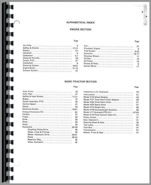 Parts Manual for Case 446 Lawn & Garden Tractor Sample Page From Manual