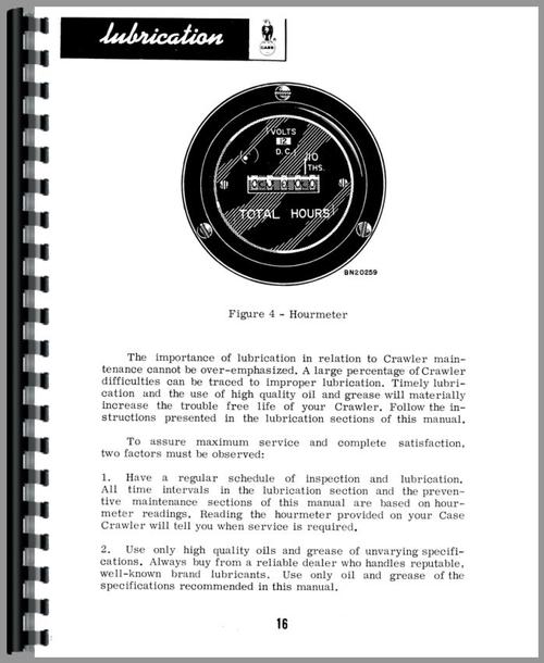 Operators Manual for Case 450 Crawler Sample Page From Manual