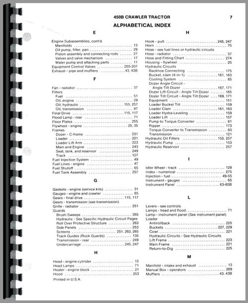 Parts Manual for Case 450B Crawler Sample Page From Manual