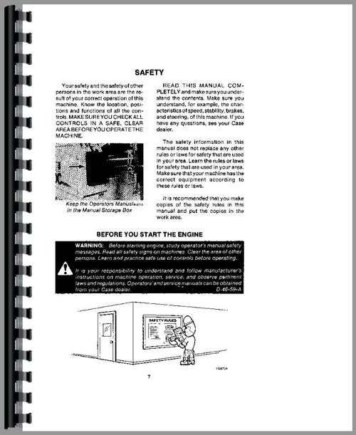 Operators Manual for Case 450C Crawler Sample Page From Manual
