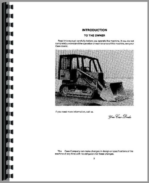 Operators Manual for Case 455C Crawler Sample Page From Manual