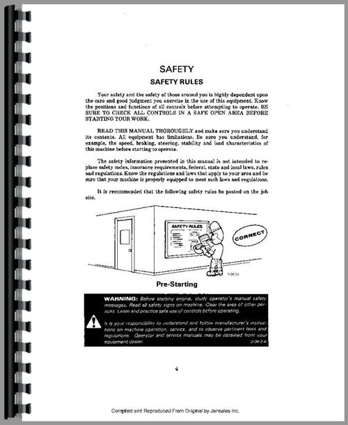 Operators Manual for Case 480C Tractor Loader Backhoe Sample Page From Manual