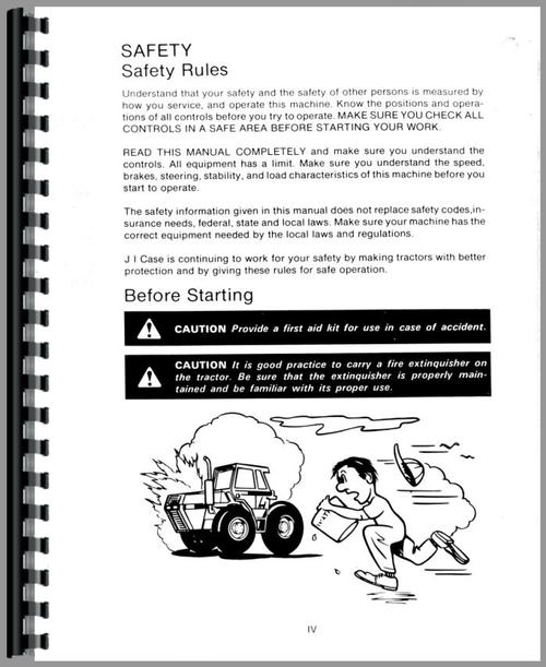 Operators Manual for Case 4890 Tractor Sample Page From Manual