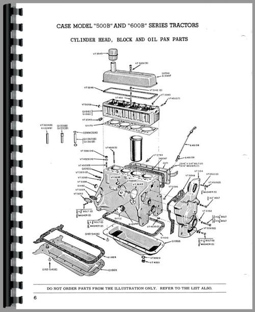 Parts Manual for Case 500B Tractor Sample Page From Manual