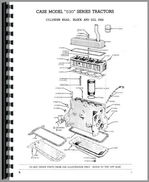 Parts Manual for Case 540 Tractor Sample Page From Manual