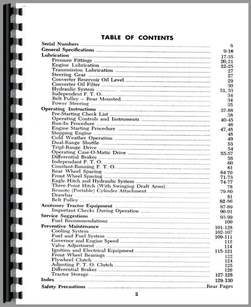 Operators Manual for Case 540C Tractor Sample Page From Manual