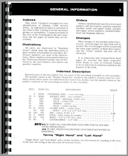 Parts Manual for Case 580 Industrial Tractor Sample Page From Manual