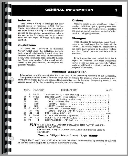 Parts Manual for Case 580B Industrial Tractor Sample Page From Manual