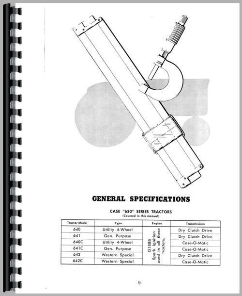 Operators Manual for Case 630C Tractor Sample Page From Manual
