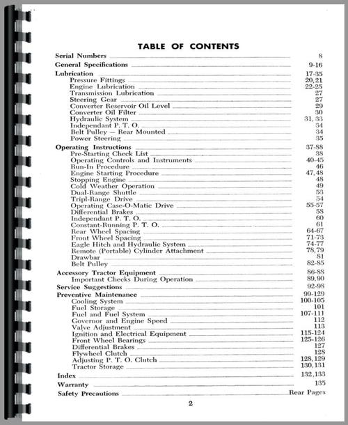 Operators Manual for Case 640 Tractor Sample Page From Manual