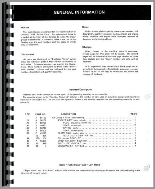 Parts Manual for Case 644 Lawn & Garden Tractor Sample Page From Manual