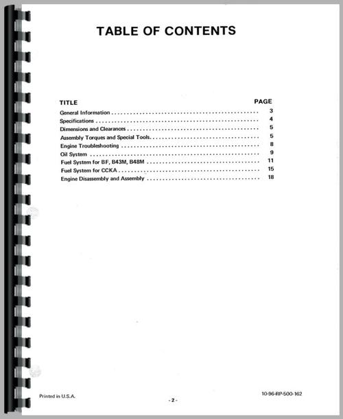 Service Manual for Case 646 Lawn & Garden Tractor Sample Page From Manual
